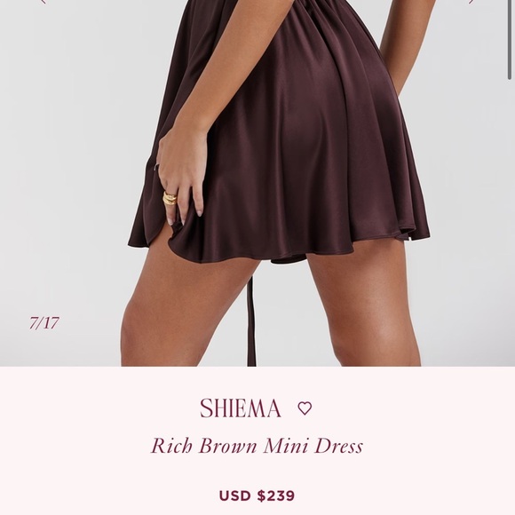 House of CB Shiema Rich Brown Fit & Flare Deep Vneck Mini Dress Size S Party - Picture 10 of 11